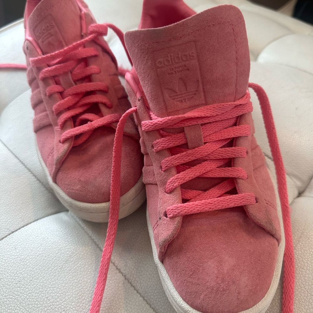 Adidas Women's Vibrant Pink Suede Sneakers